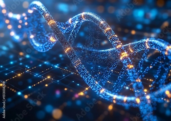 Fototapeta DNA helix in digital network