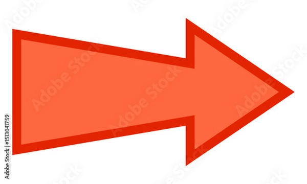 Obraz Long right red arrow representing directional symbol for navigation, pointing right, isolated graphic for infographic, presentation, or web design use.