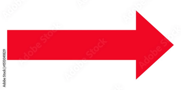 Obraz Long right red arrow representing directional symbol for navigation, pointing right, isolated graphic for infographic, presentation, or web design use.
