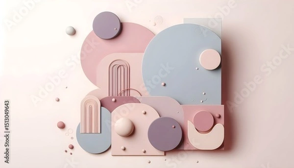 Obraz Elegant modern minimal background with pastel gradient layers of dusty mauve, soft rose, and pale sky blue, perfect for newborn announcements or Valentine cards with gentle glow