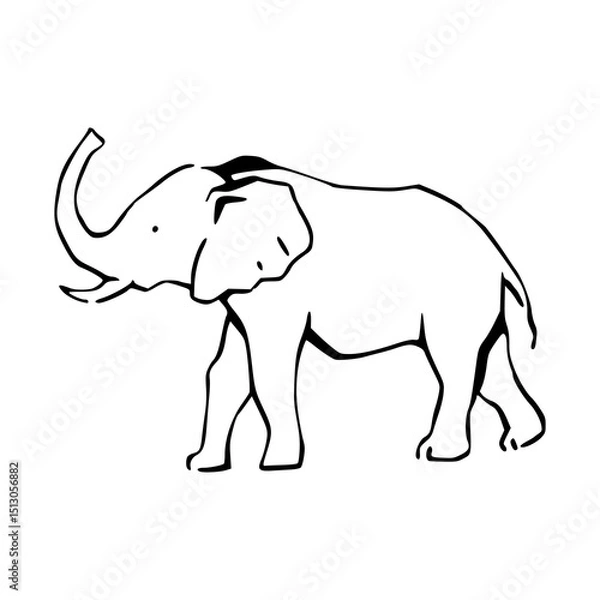 Fototapeta simple stylized elephant drawing