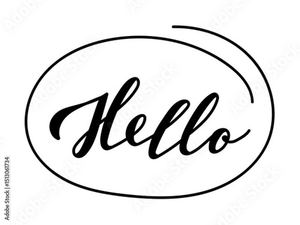 Fototapeta Elegant handwritten Hello. message, perfect for greeting cards, invitations, or any design needing a personal touch