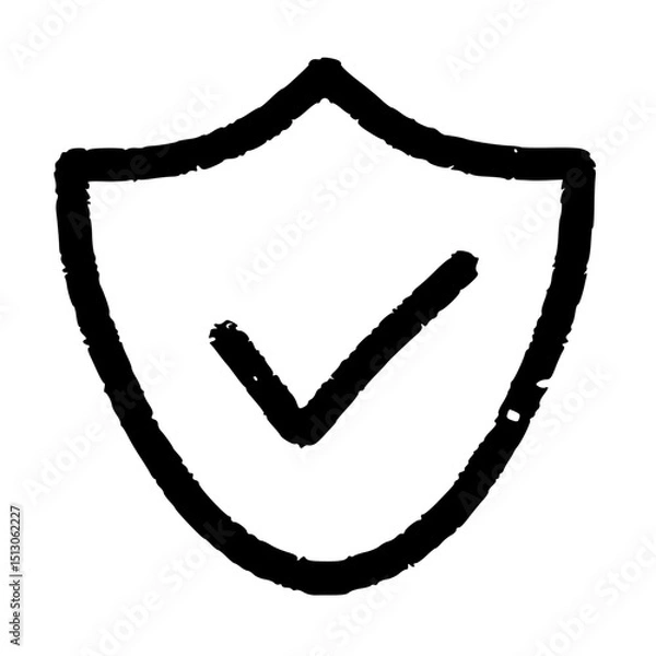 Fototapeta Shield with checkmark handdrawn icon