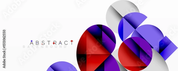 Fototapeta Geometric shapes overlap, creating vibrant color contrasts. Modern design features dynamic composition, smooth gradients.