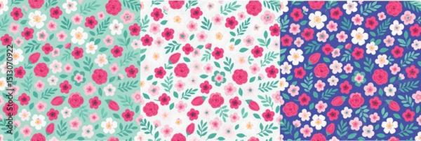 Obraz Watercolor floral seamless pattern for wallpaper, prints design. Flower background. Summer textile texture. Ornament illustration. Seamless ditsy floral pattern with cute little flowers.