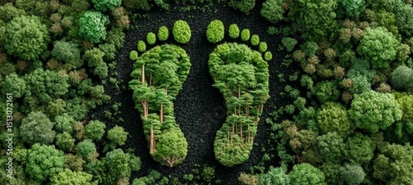 Fototapeta Carbon industry electricity footprint. Nature ecology growth environment concept. World earth day. Generative AI technology.