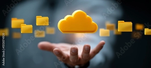 Obraz Clouds icon. Internet data hosting network server. Generative AI technology.	
