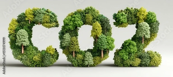 Fototapeta CO2 sign word with green forest element. Nature ecology growth environment concept. World earth day. Generative AI technology.