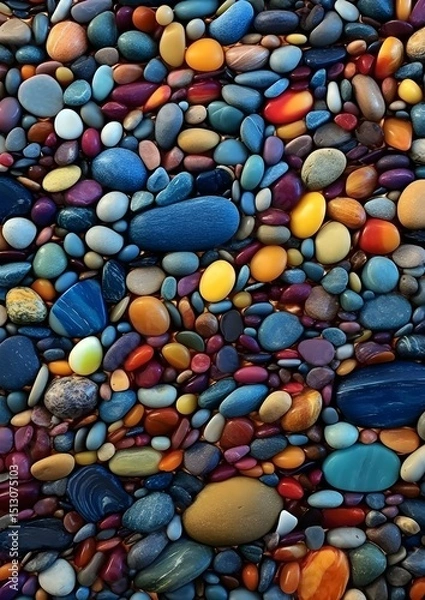 Fototapeta A beach with colorful pebbles