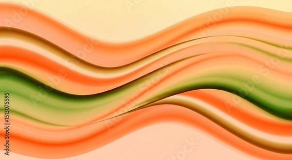 Obraz Abstract wavy gradient background featuring a smooth, dynamic flow of orange, peach, and green colors.
