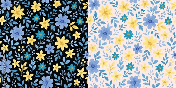 Obraz Colorful floral patterns for creative use, floral Illustration,Beautiful seamless floral pattern with cute abstract flowers.Modern floral pattern,Hand drawn pattern...