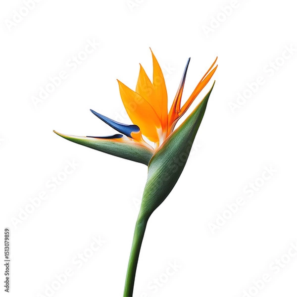 Fototapeta Close-up of a vibrant bird of paradise flower isolated on transparent background.