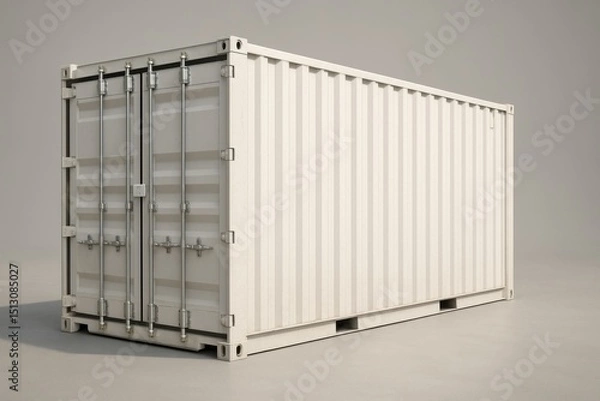 Fototapeta Cargo Container : An isolated image of a pristine cargo container, symbolizing the heart of global trade and logistics. Its clean lines and sturdy design represent security and efficiency.