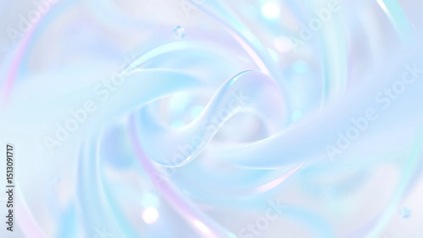 Fototapeta 渦を巻く有機的な曲線のガラスのアブストラクト - ホワイト