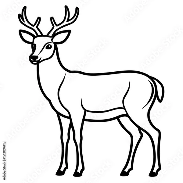 Fototapeta A Deer Line Art on White Background