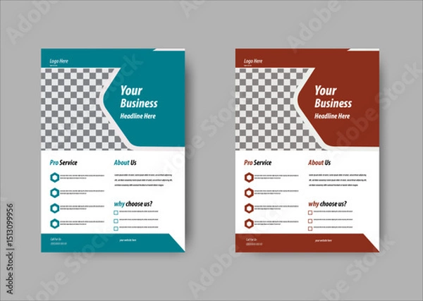 Fototapeta Clean and Minimal A4 Size corporate business flyer design with two color variation.
