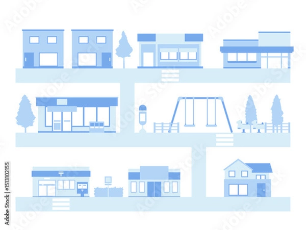 Fototapeta 色の街並みのイラスト