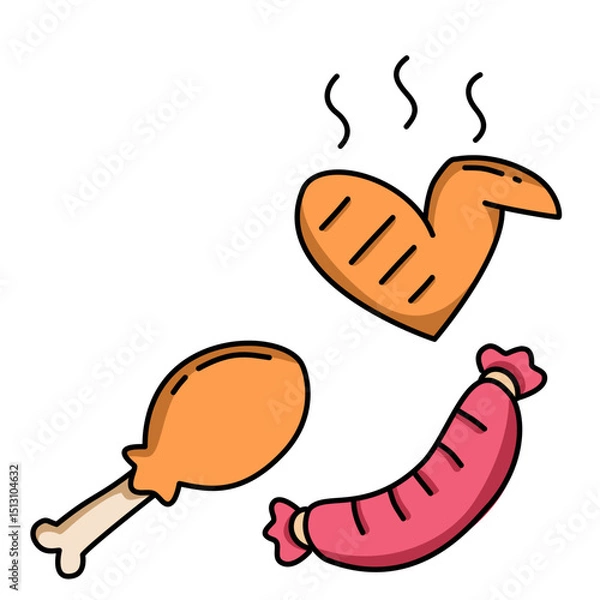 Obraz fast food icon set