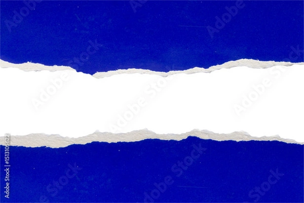 Obraz Blue ripped paper torn edges strips isolated on white background