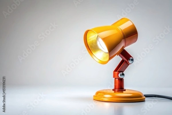 Fototapeta Small Spotlight Lamp, White Background, Product Photography, Minimalist Lighting, Studio Shot, Isolated Lamp, Small Desk Lamp,  Focus Light, Table Lamp, Affordable Lighting