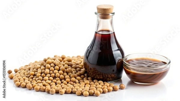 Fototapeta Soy Sauce Bottle and Soybeans: High-Resolution Landscape Photography Image