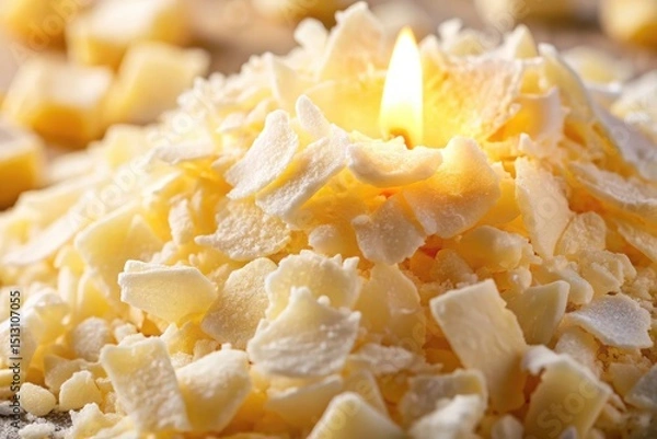 Fototapeta Soy Wax Flakes Close Up: Organic Candle Making Ingredients