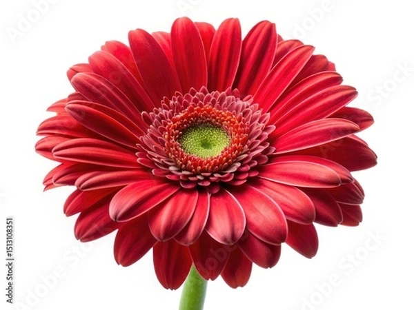 Fototapeta Stunning Red Gerbera Daisy, Isolated White Background, Macro Photography, High-Resolution Image, Floral Bloom