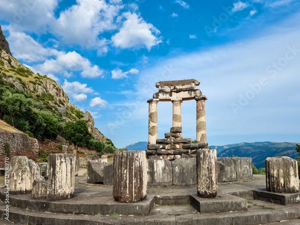 Fototapeta greece delphi temple of athena pronaia and tholos  ancient  Delphi, Greece