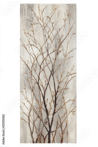 Fototapeta Decorative art piece featuring abstract branches and subtle textures in neutral tones for modern home decor
