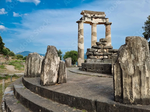 Fototapeta greece delphi temple of athena pronaia and tholos  ancient  Delphi, Greece