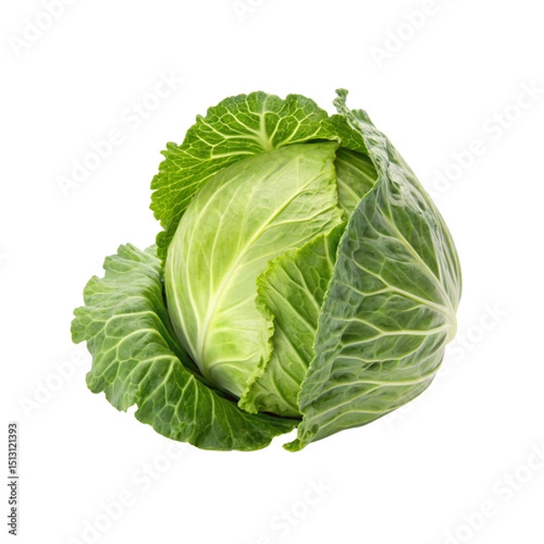 Fototapeta Fresh green cabbage isolated on transparent background