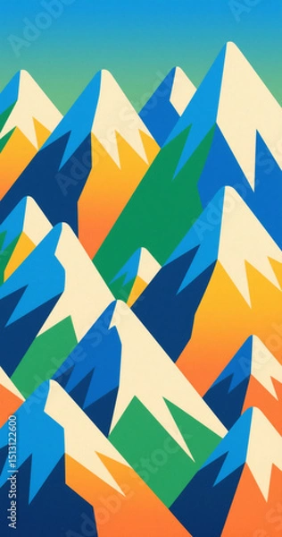 Fototapeta Abstract colorful geometric mountain range landscape illustration