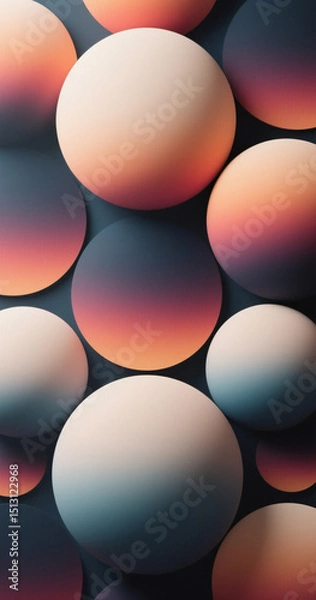 Fototapeta Abstract spheres with gradient color, modern geometric design