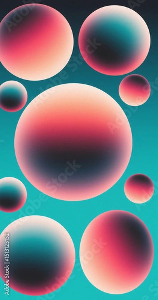 Fototapeta Abstract spheres with gradient color on a blue background design