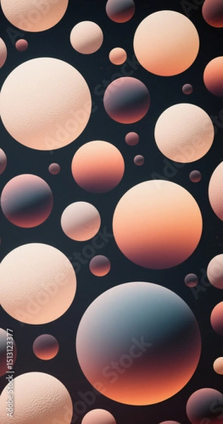 Fototapeta Abstract spheres with gradient colors and textured surfaces design