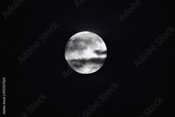 Fototapeta Mysterious full moon in dark clouds