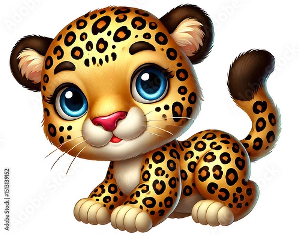 Obraz cute Leopard 3d character illustration isolated on transparent background