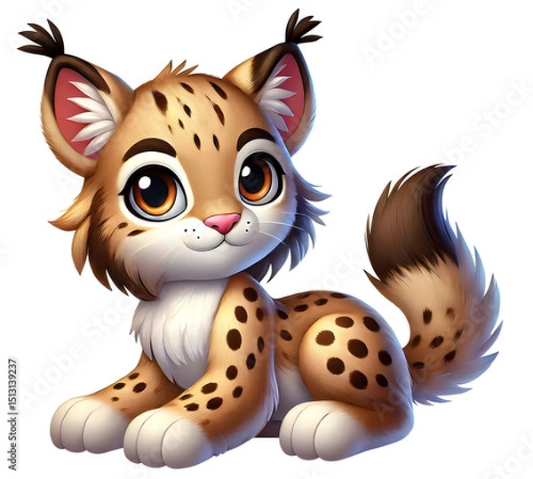 Obraz cute Lynx 3d character illustration isolated on transparent background