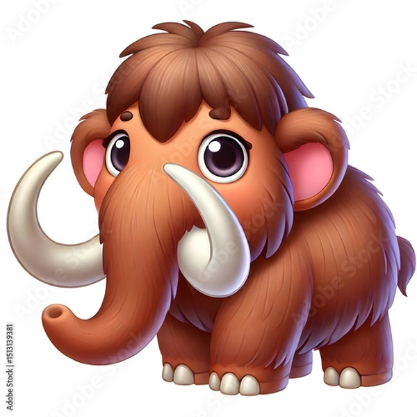 Obraz cute Mammoth 3d character illustration isolated on transparent background