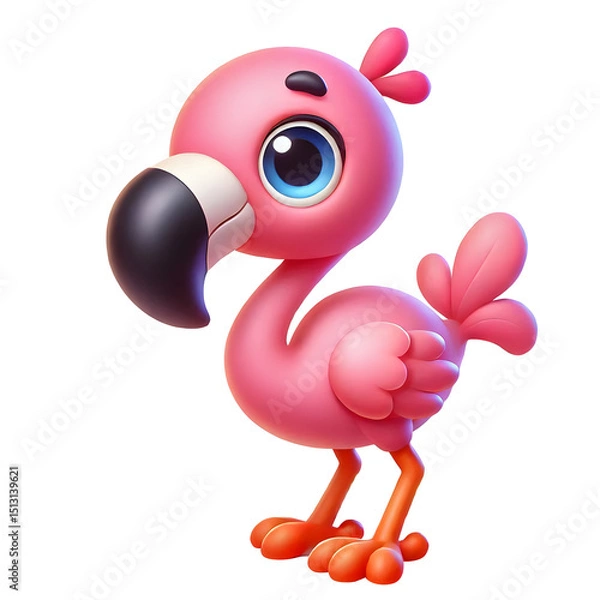 Obraz Flamingo illustration 3d animal isolated on transparent background