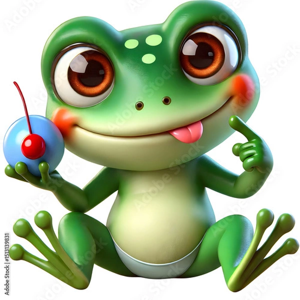 Obraz Frog character illustration  3d animal isolated on transparent background