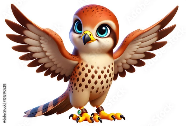 Obraz illustration of a cute Falcon 3d style isolated on transparent background