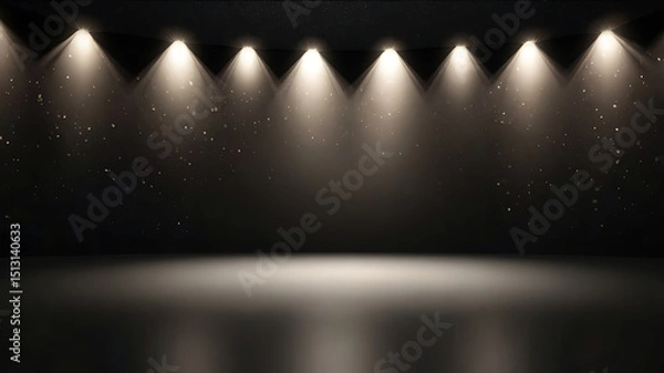 Fototapeta Abstract black blur background design with light shining on top for product display.