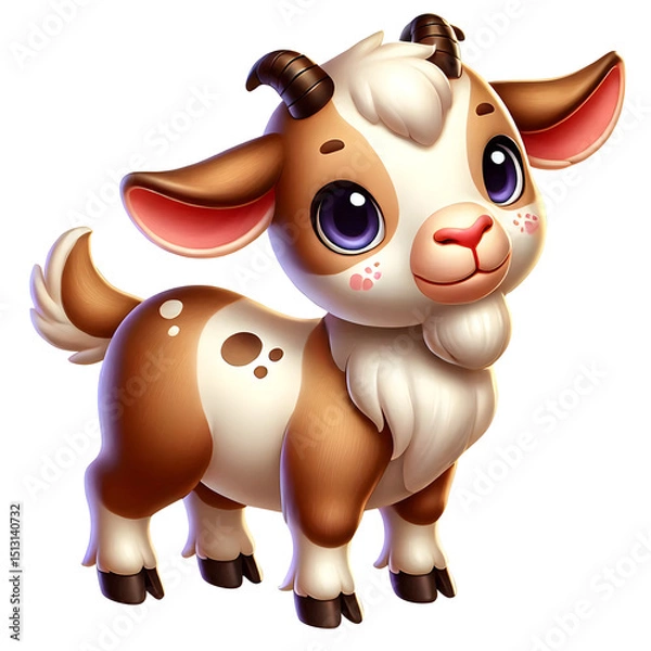 Obraz illustration of a cute goat 3d style Animal isolated on transparent background