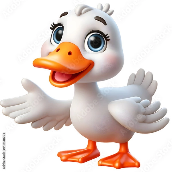 Obraz illustration of a cute Goose 3d style isolated on transparent background