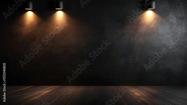 Fototapeta Abstract black blur background design with light shining on top for product display.