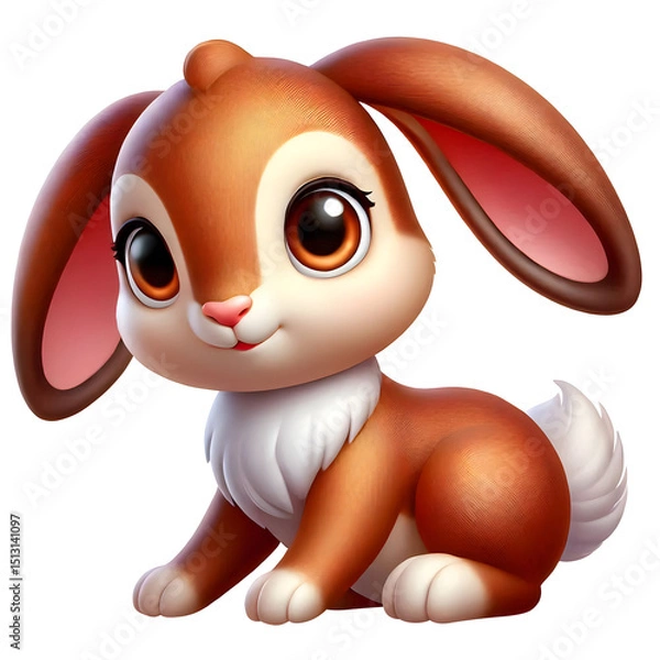 Obraz illustration of a cute Hare 3d style isolated on transparent background