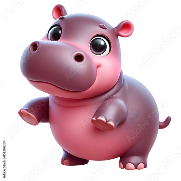Obraz illustration of a cute Hippopotamus 3d style character isolated on transparent background