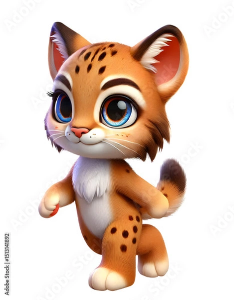 Obraz illustration of a cute Lynx 3d character isolated on transparent background