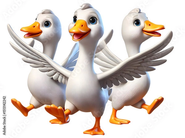 Obraz illustration of three cute Goose isolated on transparent background